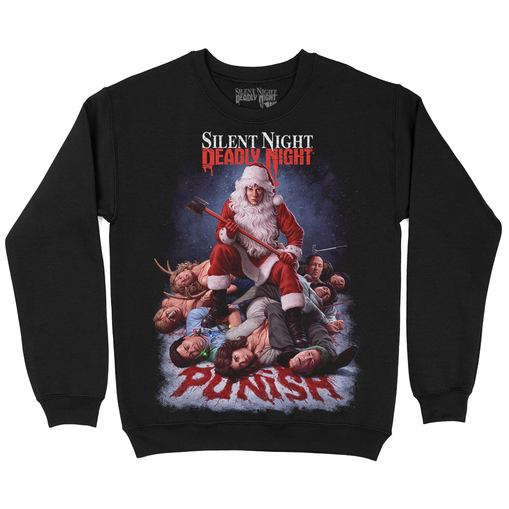 Silent Night Deadly Night Punishment Is Good Christmas Horror Movie Crewneck Sweatshirt