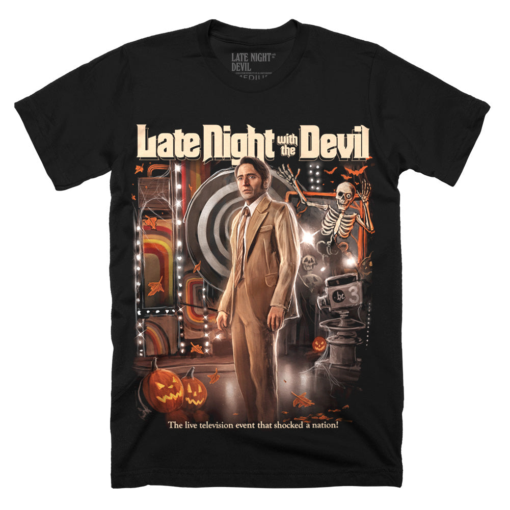 悪魔と夜ふかし 映画 Tシャツ LateNightwiththeDevil 悪魔と夜ふかし 映画 Tシャツ LateNightwiththeDevil 新品 悪魔