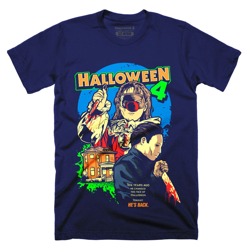 Halloween 4 Back To Haddonfield Horror Movie Navy Blue T-Shirt