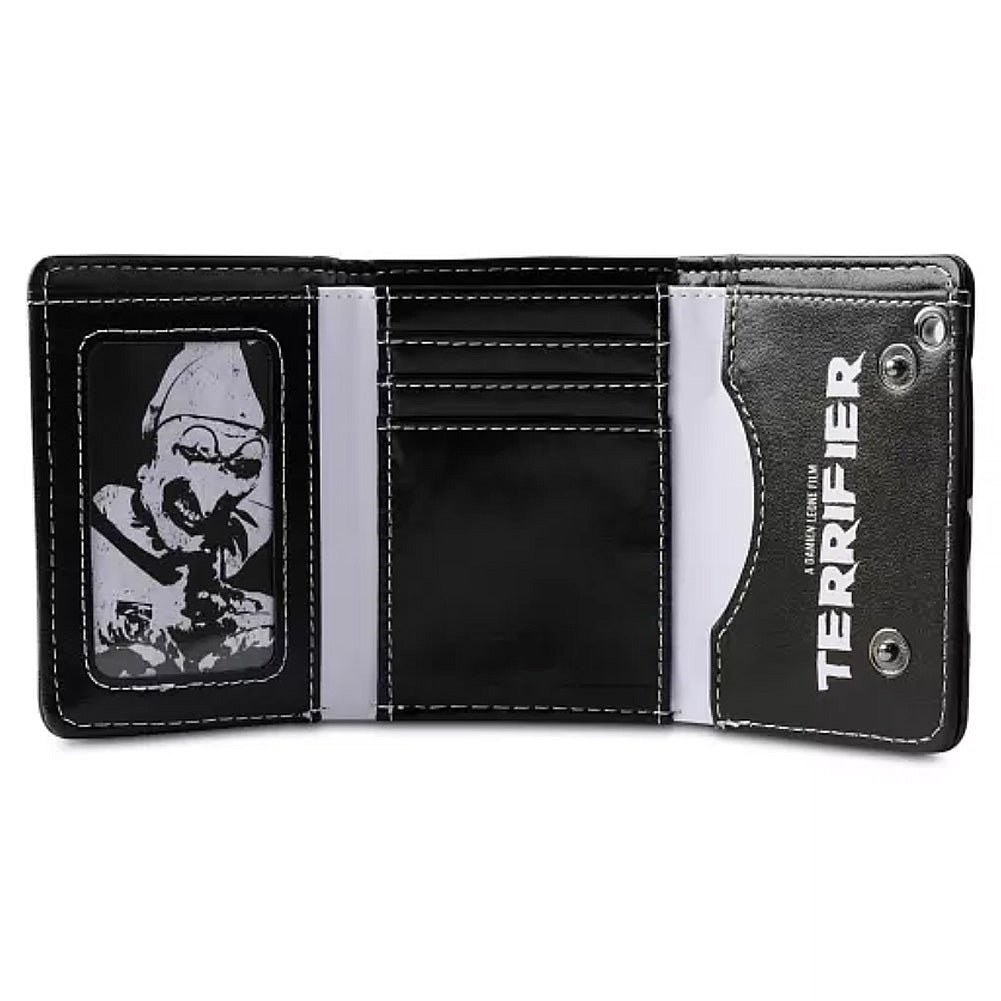 Officially Licensed Terrifier Art the Clown chain wallet open showing card slots and cash compartment
