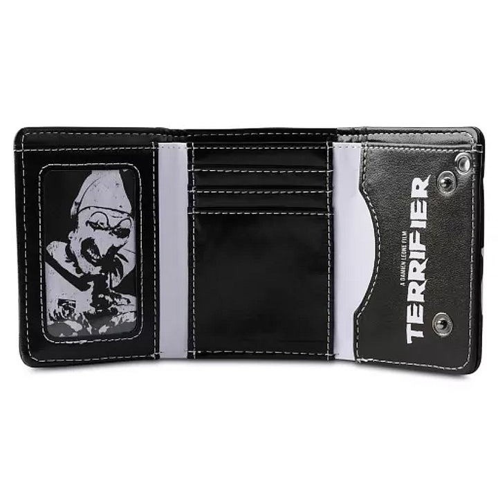 Officially Licensed Terrifier Art the Clown chain wallet open showing card slots and cash compartment