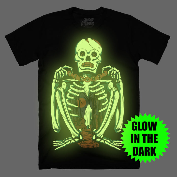 Beware Vintage Halloween Skeleton Glow In The Dark T-Shirt