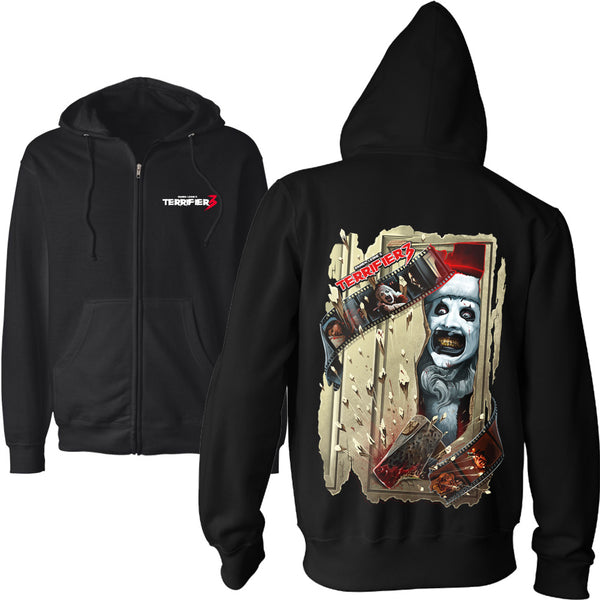 Terrifier 3 Chop House Official Art The Clown Zip Hoodie