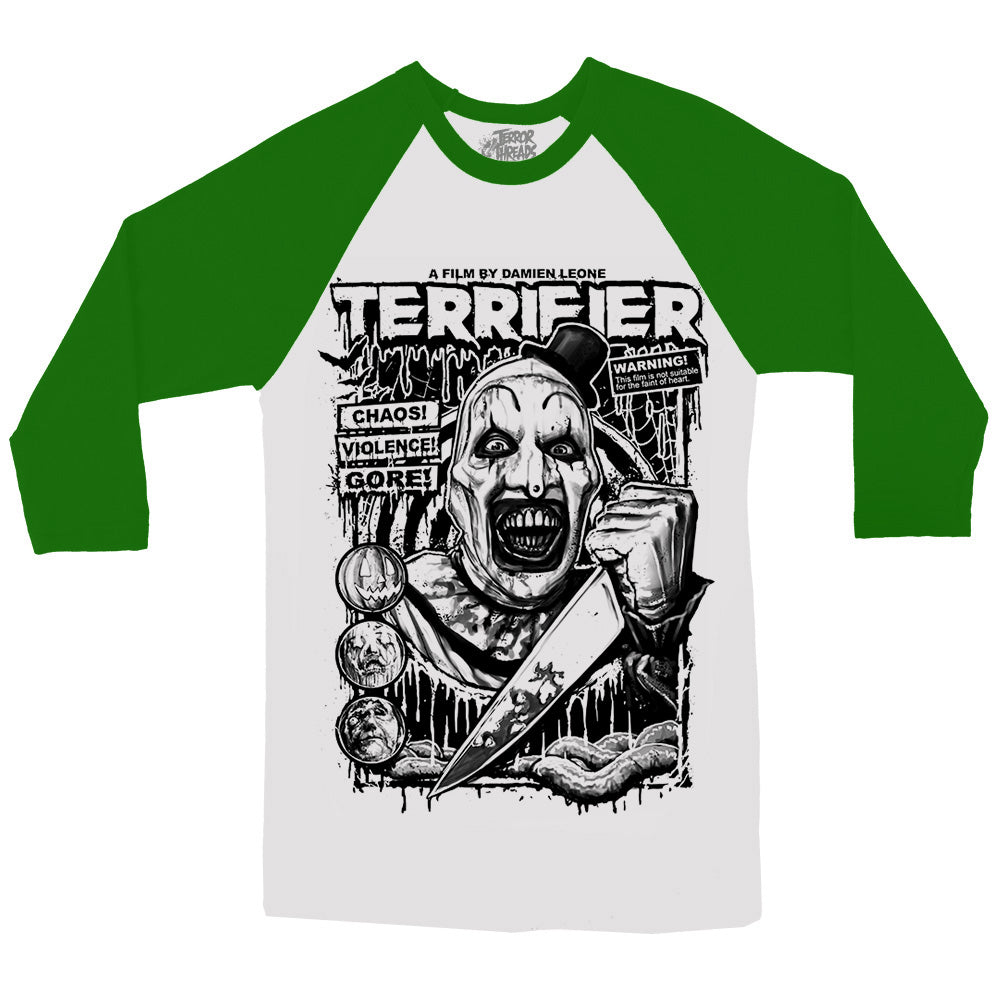 Limited Green Edition Terrifier Cover Clown Baseball T-Shirt