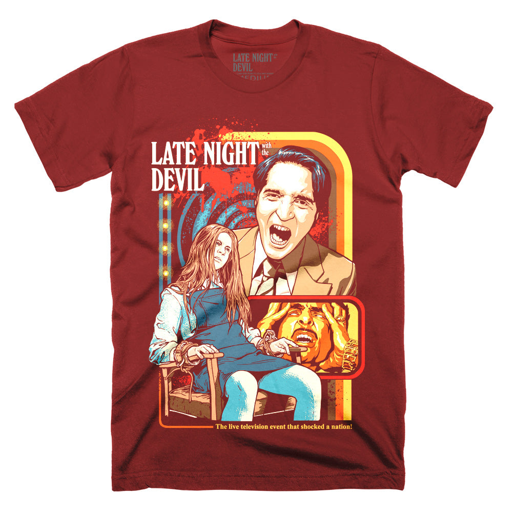 Late Night With The Devil Exorcism With A Twist Maroon T-Shirt