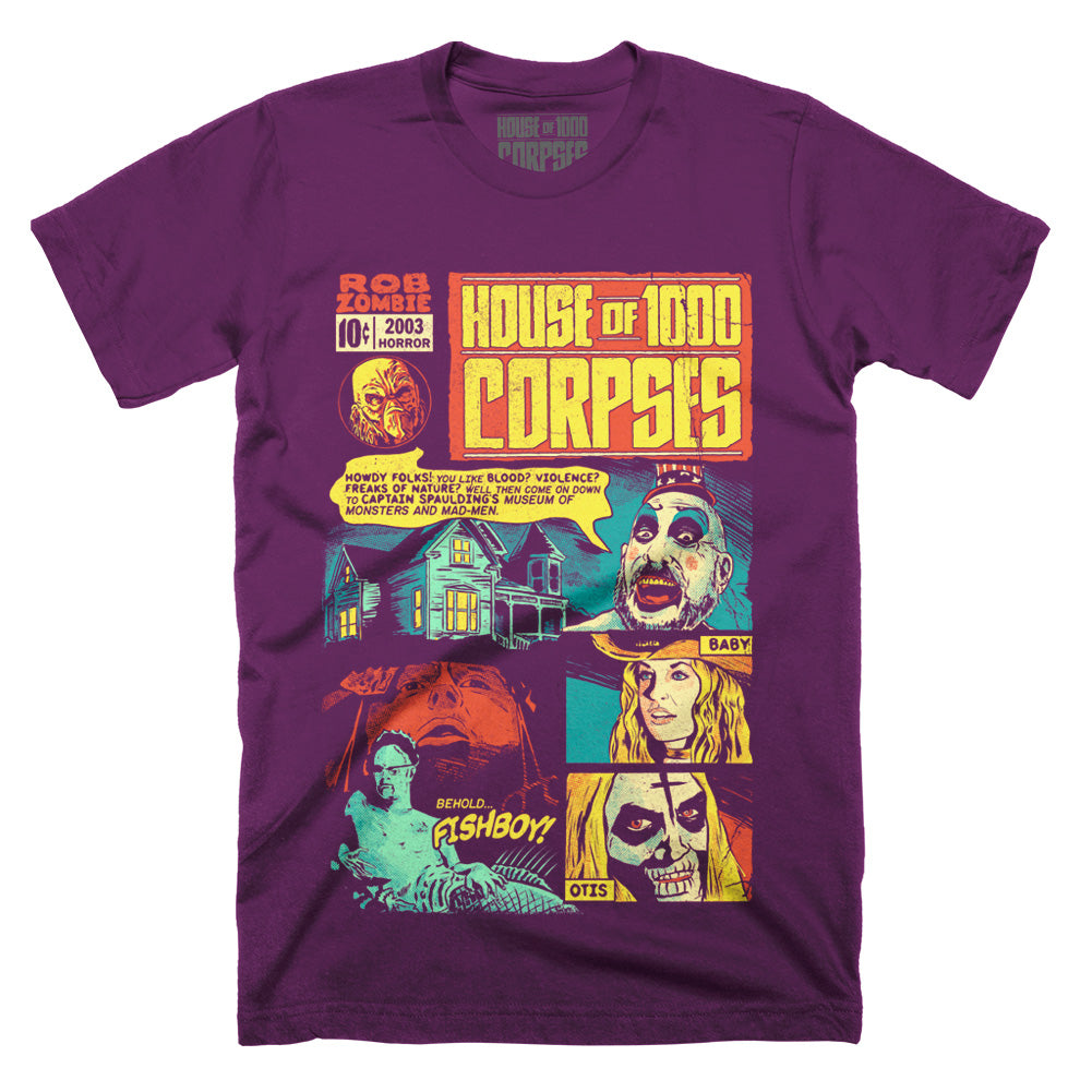 House Of 1000 Corpses Freaks Of Nature Horror Movie Purple T-Shirt