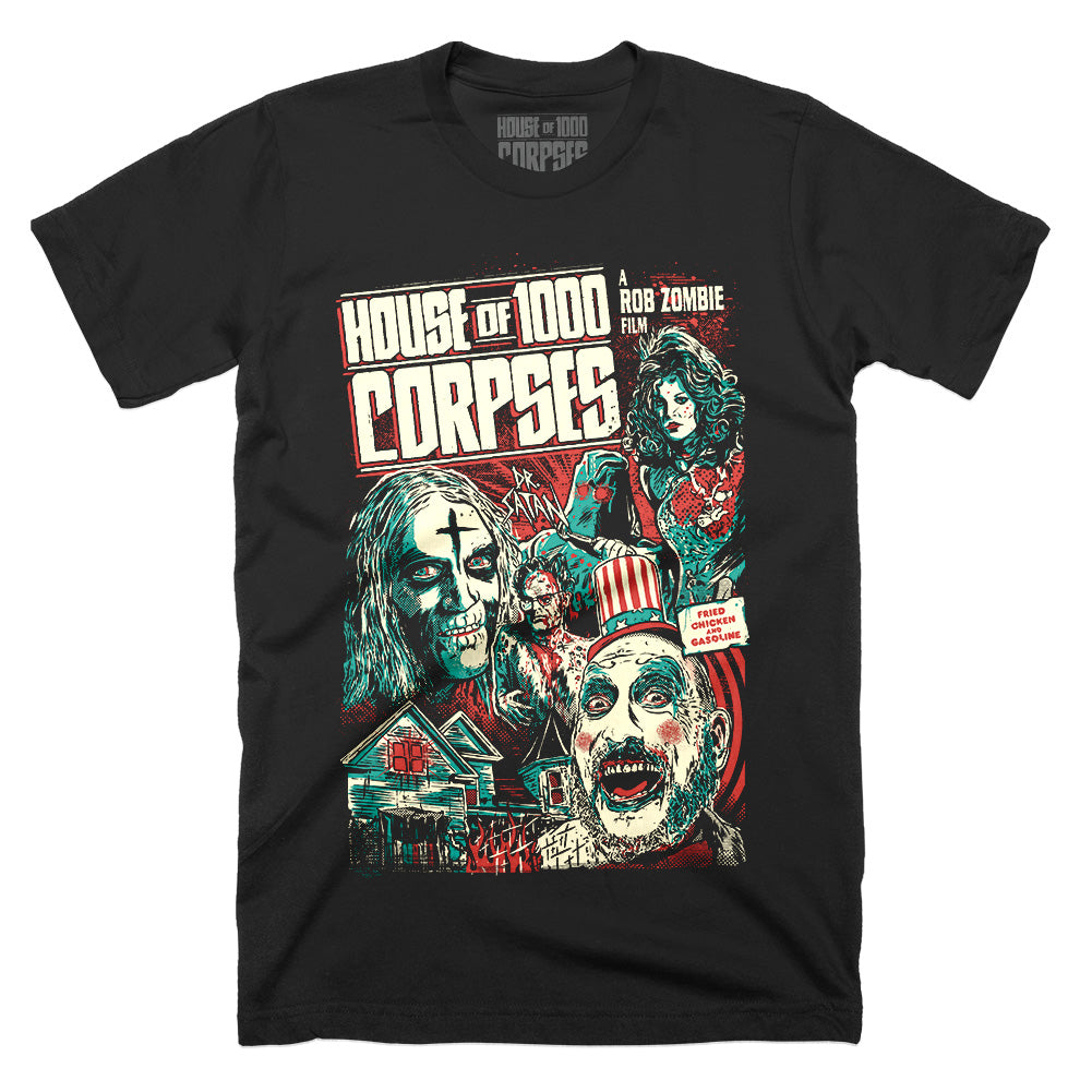 House Of 1000 Corpses Fried Chicken and Gasoline Rob Zombie Horror Movie T-Shirt