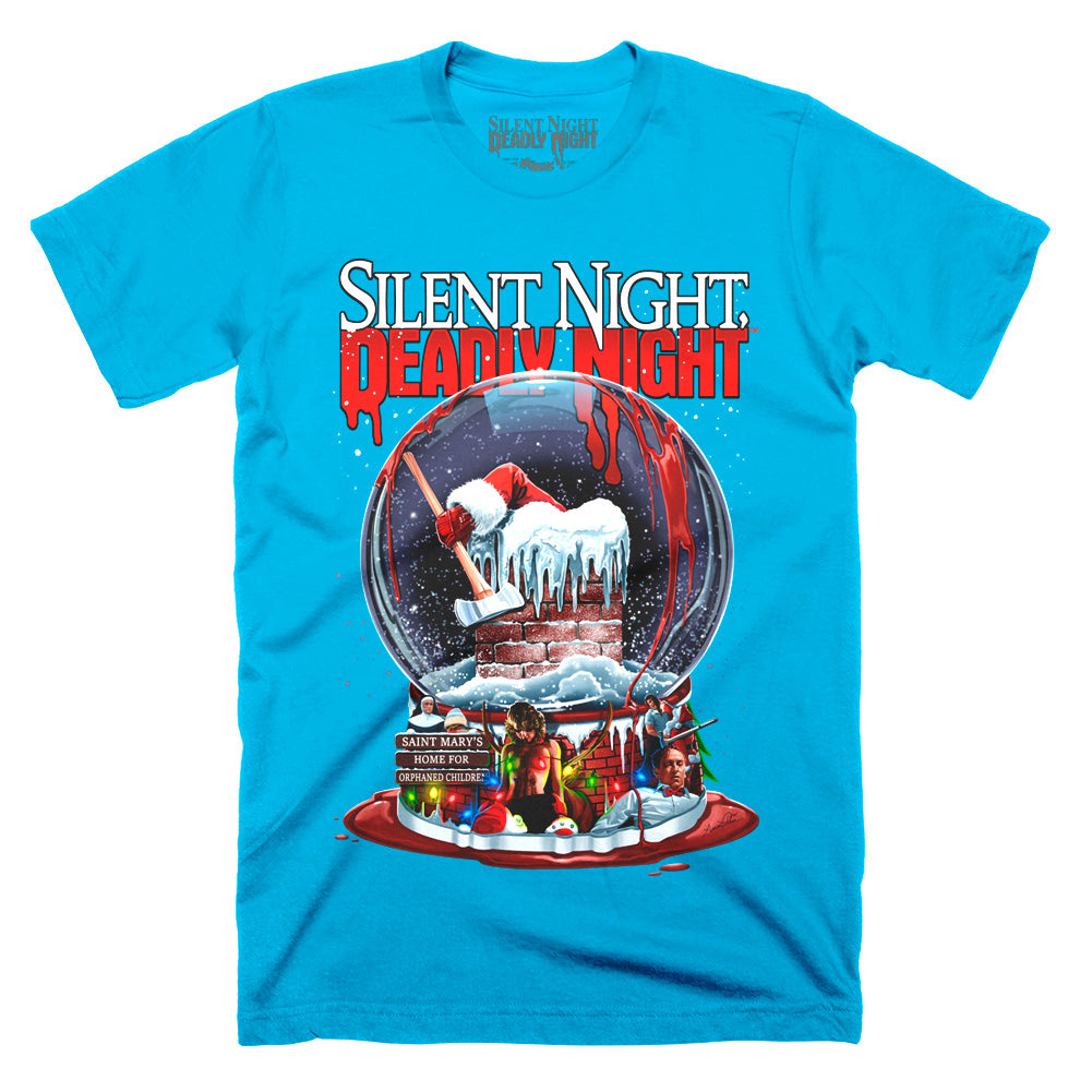 Silent Night Deadly Night Frozen In Fear Christmas Horror Movie Electric Blue T-Shirt