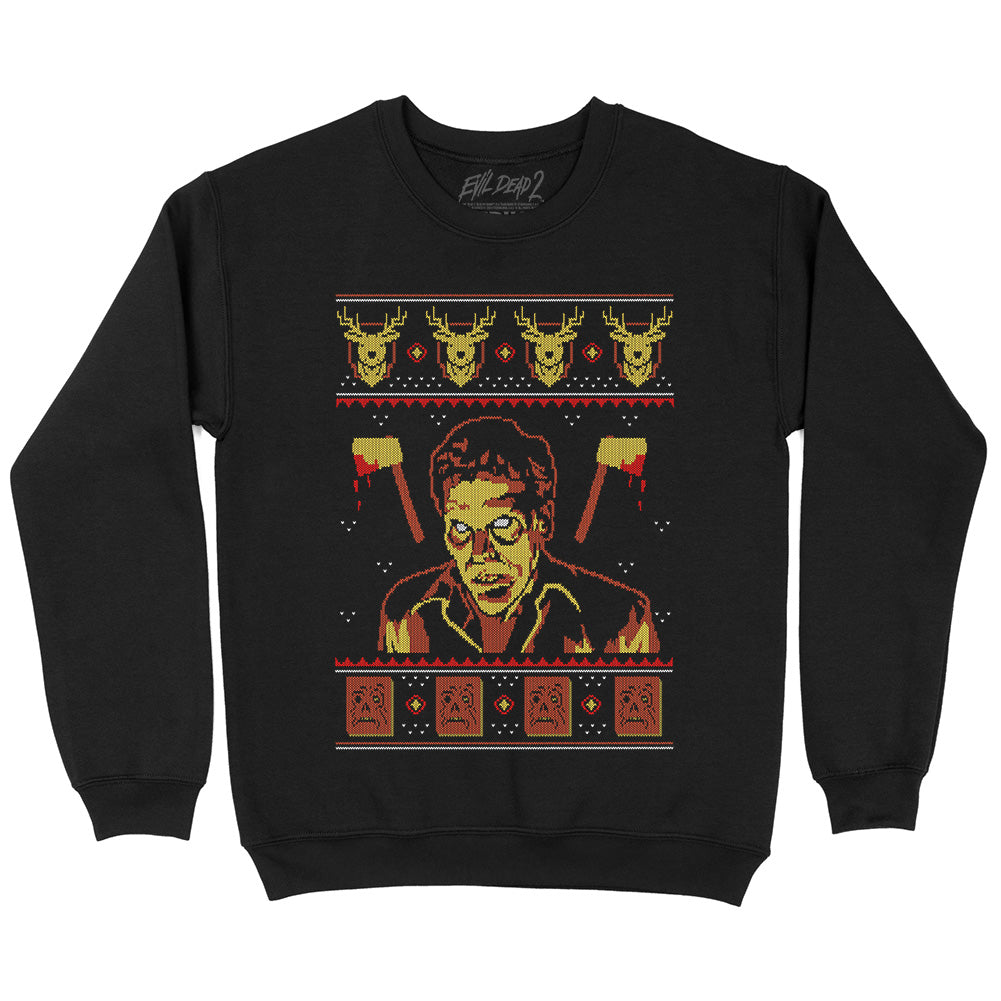 Evil Dead 2 Groovy Christmas Horror Movie Crewneck Sweatshirt