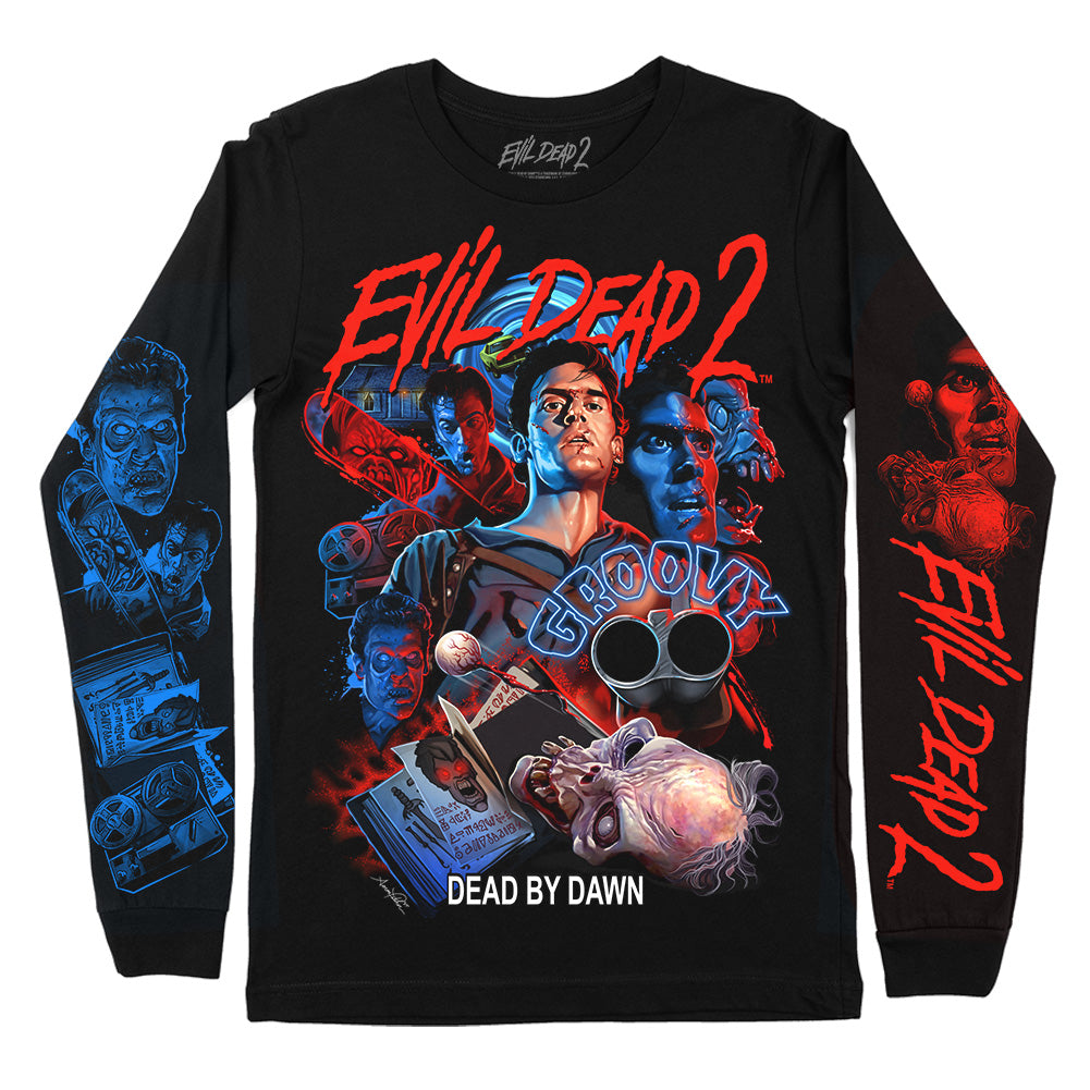 Evil Dead 2 Groovy Horror Movie Long Sleeve T-Shirt