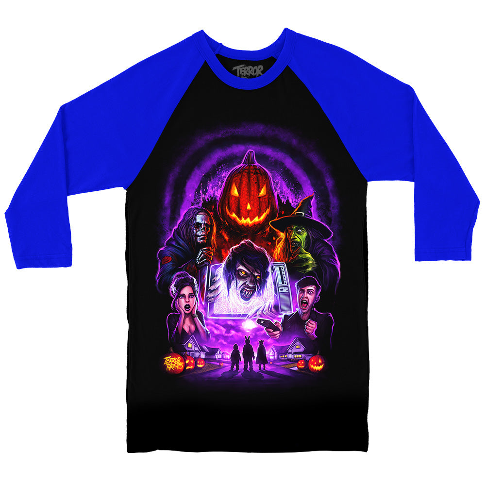 Halloween Horrorthon Classic Halloween Mens Unisex Adult Baseball Raglan T-Shirt