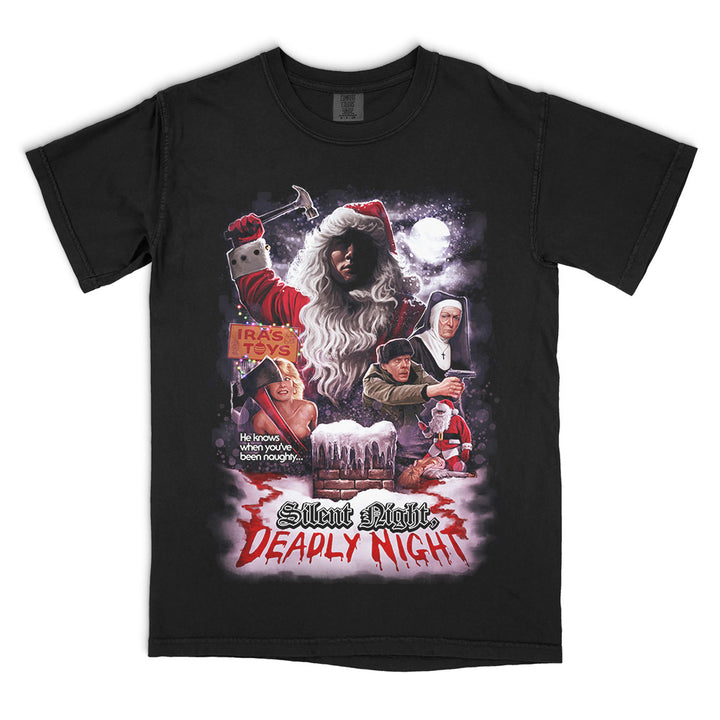 Silent Night Deadly Night He Knows When You've Been Naughty T-Shirt
