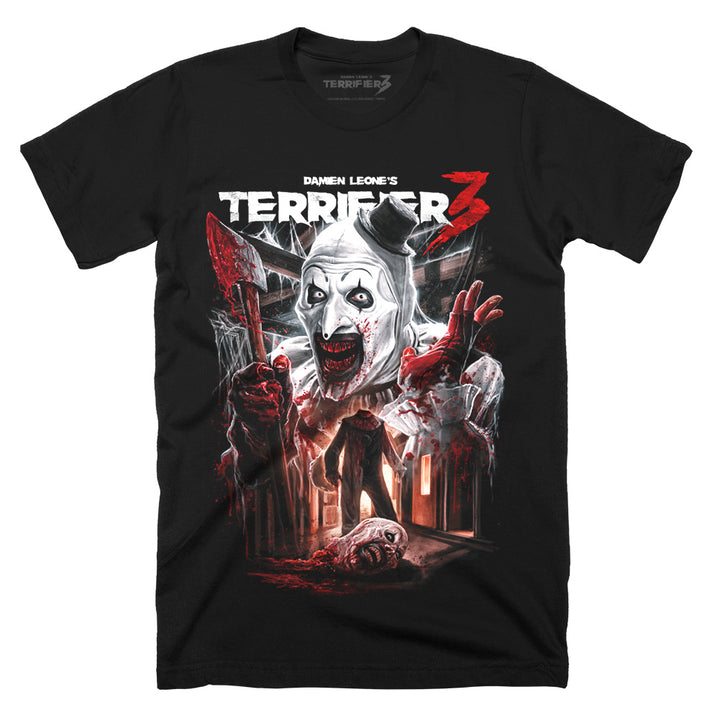 Terrifier 3 Heads Will Roll Art The Clown Horror Movie T-Shirt