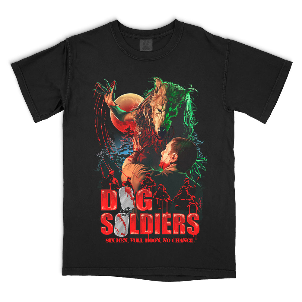 Dog Soldiers Hunt You Down Black Comfort Colors T-Shirt vintage werewolf design
