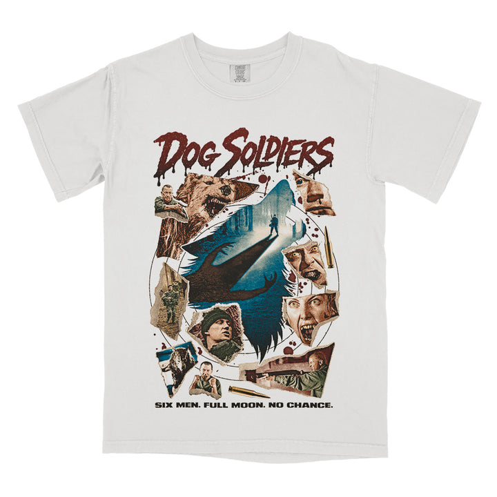 Dog Soldiers Hunt You Down Comfort Colors T-Shirt vintage white horror collage design
