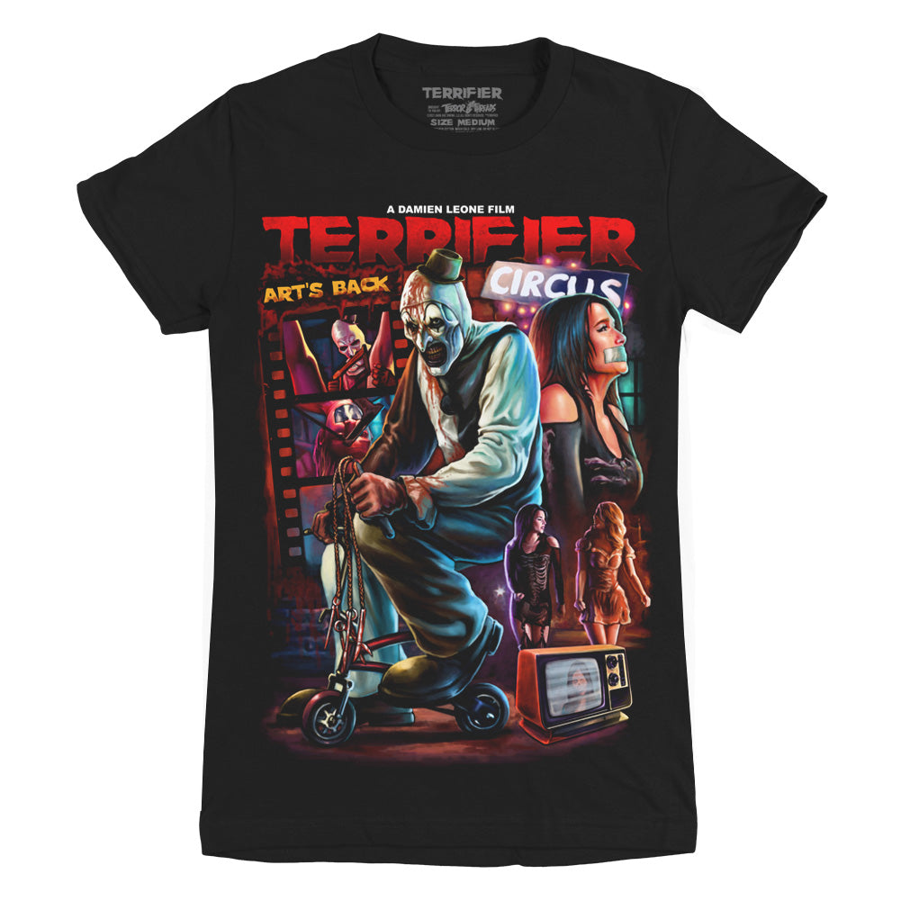 Terrifier Joy Ride Art The Clown Horror Movie Ladies T-Shirt