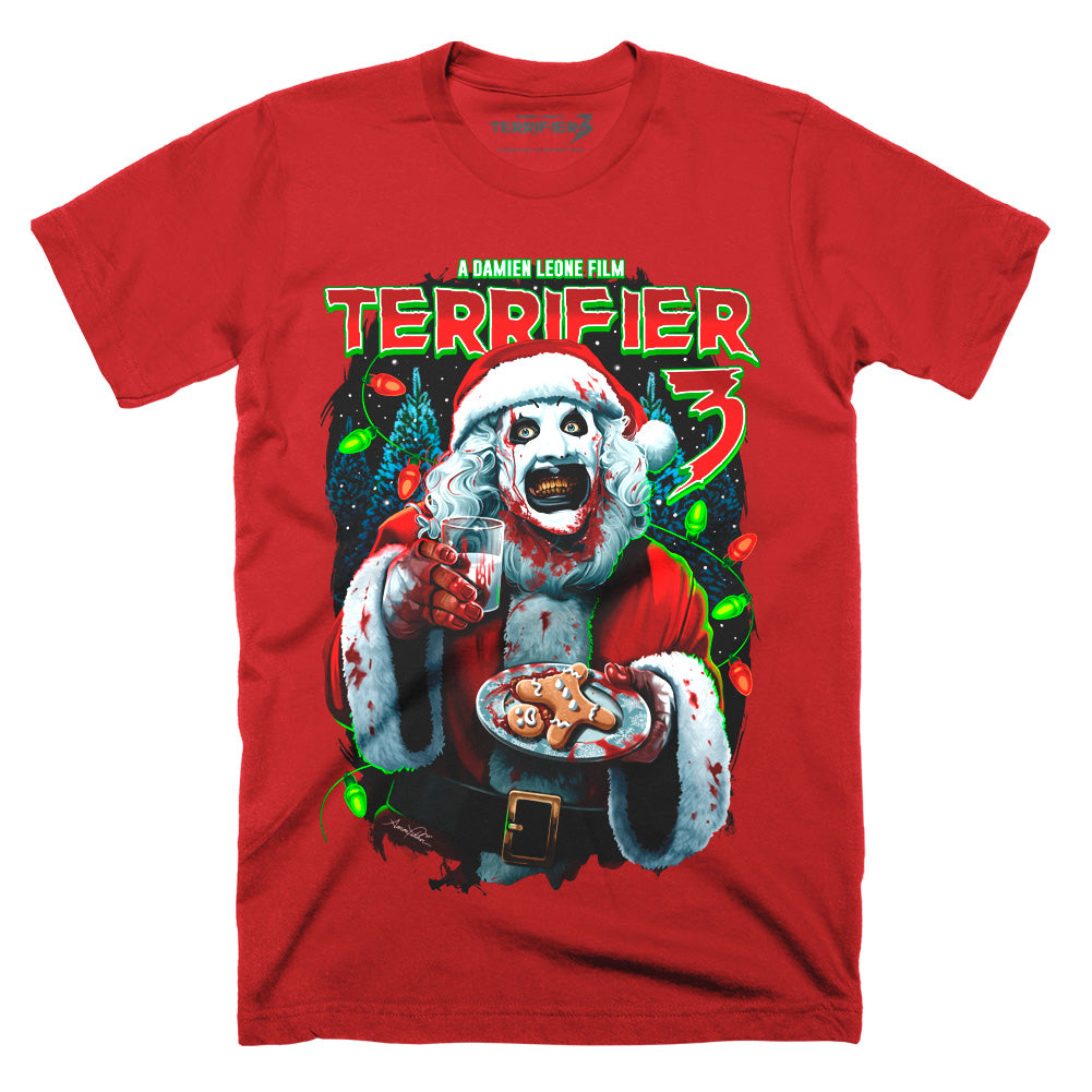 Terrifier 3 Milk And Carnage Art The Clown Horror Movie Red T-Shirt