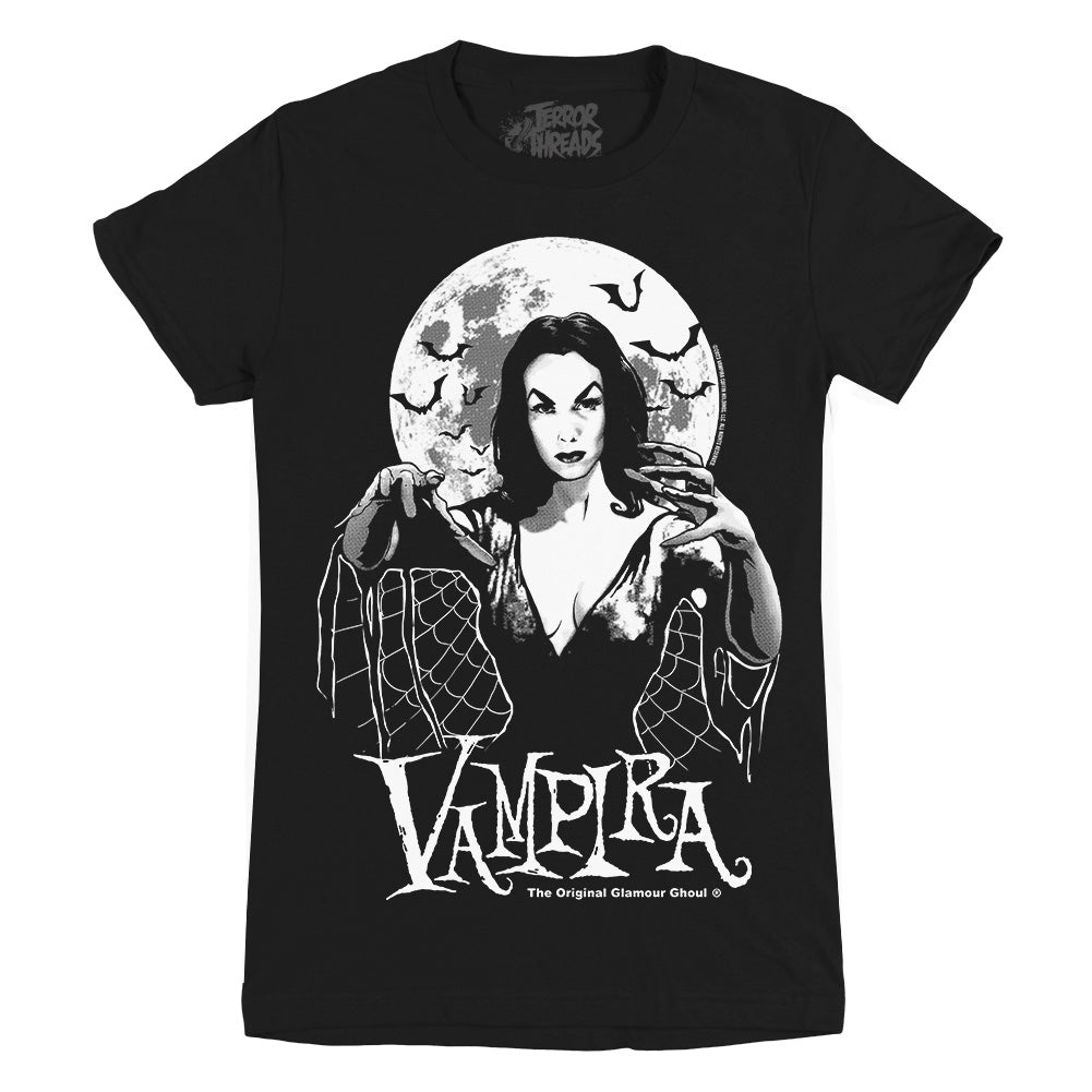 Vampira Moon Glow Ladies Horror Goth T-Shirt