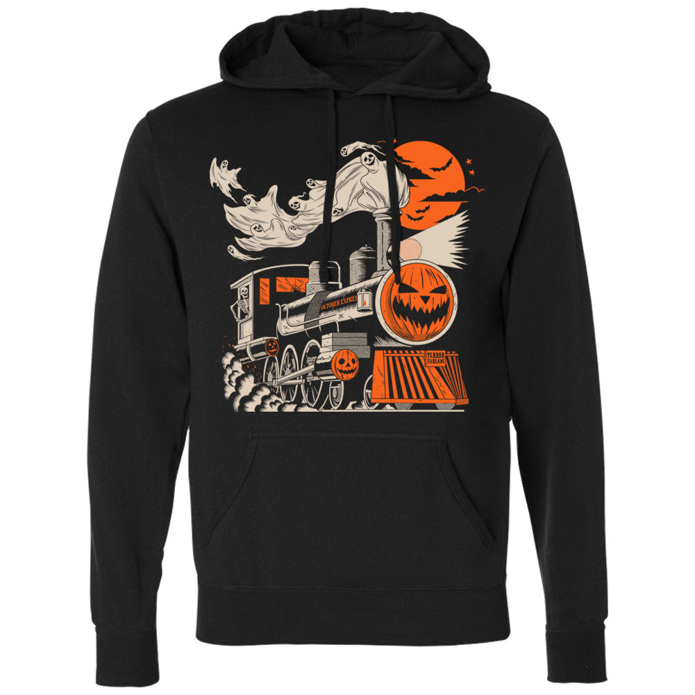 October Express Vintage Halloween Train Pullover Hoodie