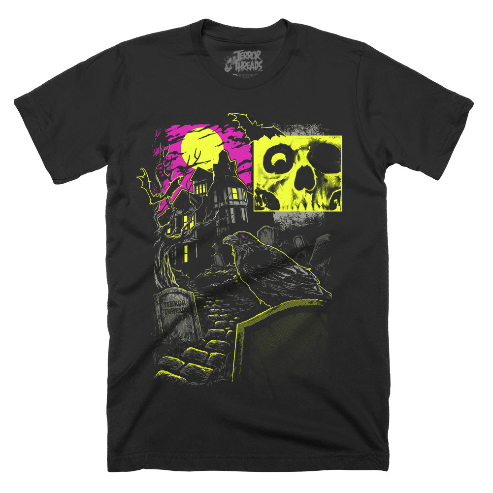 Old Crow Vintage Halloween Castle Graveyard T-Shirt