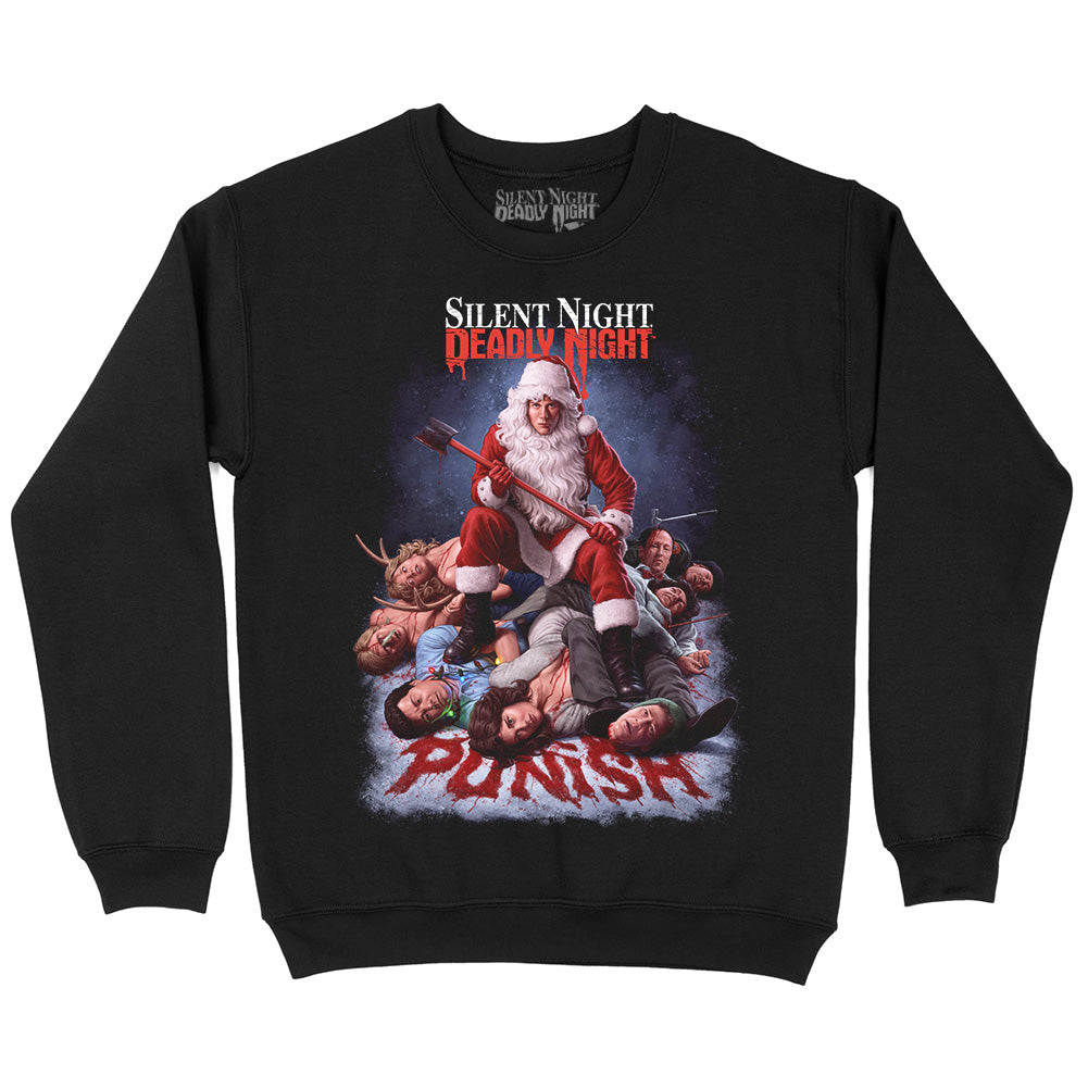 Silent Night Deadly Night Punishment Is Good Christmas Horror Movie Crewneck Sweatshirt