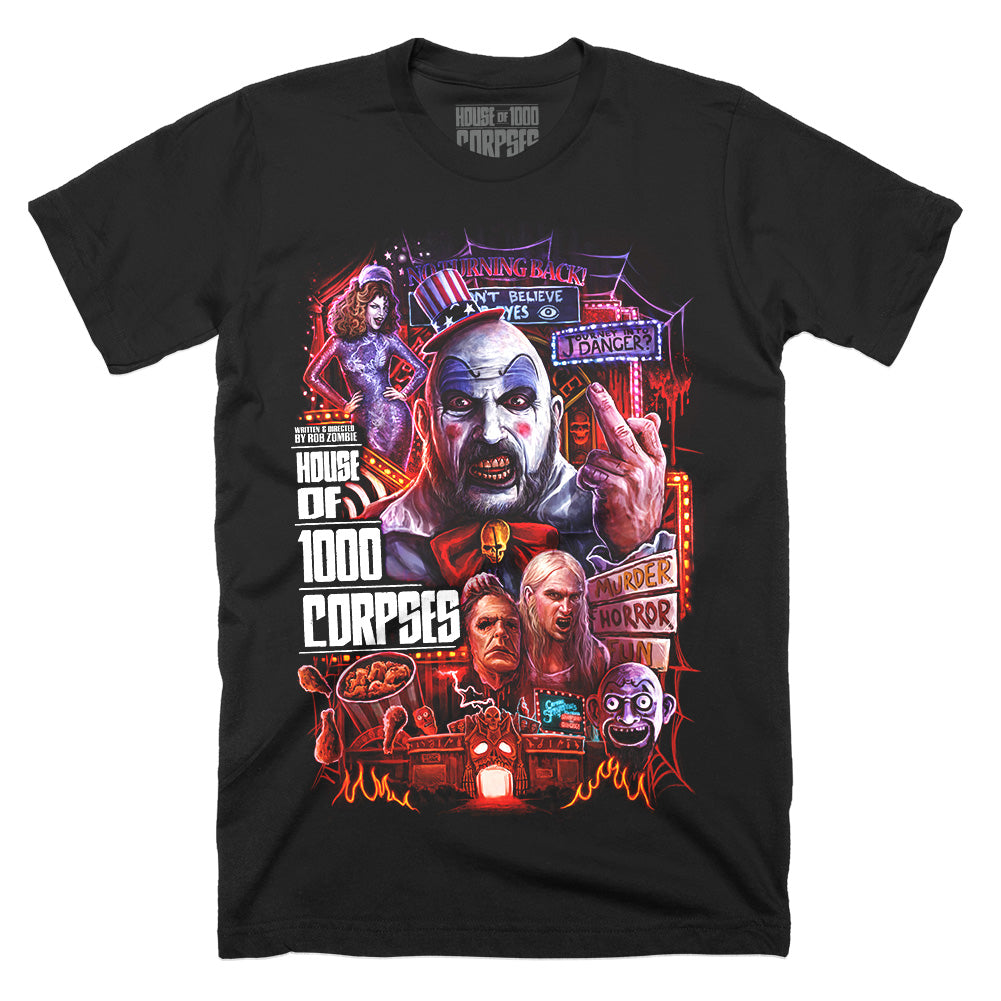 House Of 1000 Corpses Theres No Turning Back Rob Zombie Horror Movie T-Shirt