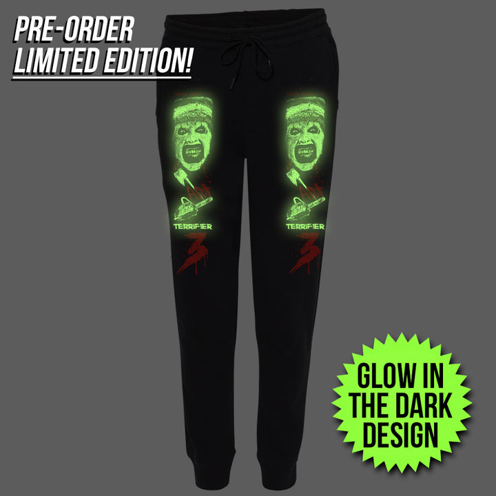 Terrifier 3 Unrated Terror Glow In The Dark Limited Edition Joggers Fleece Pants