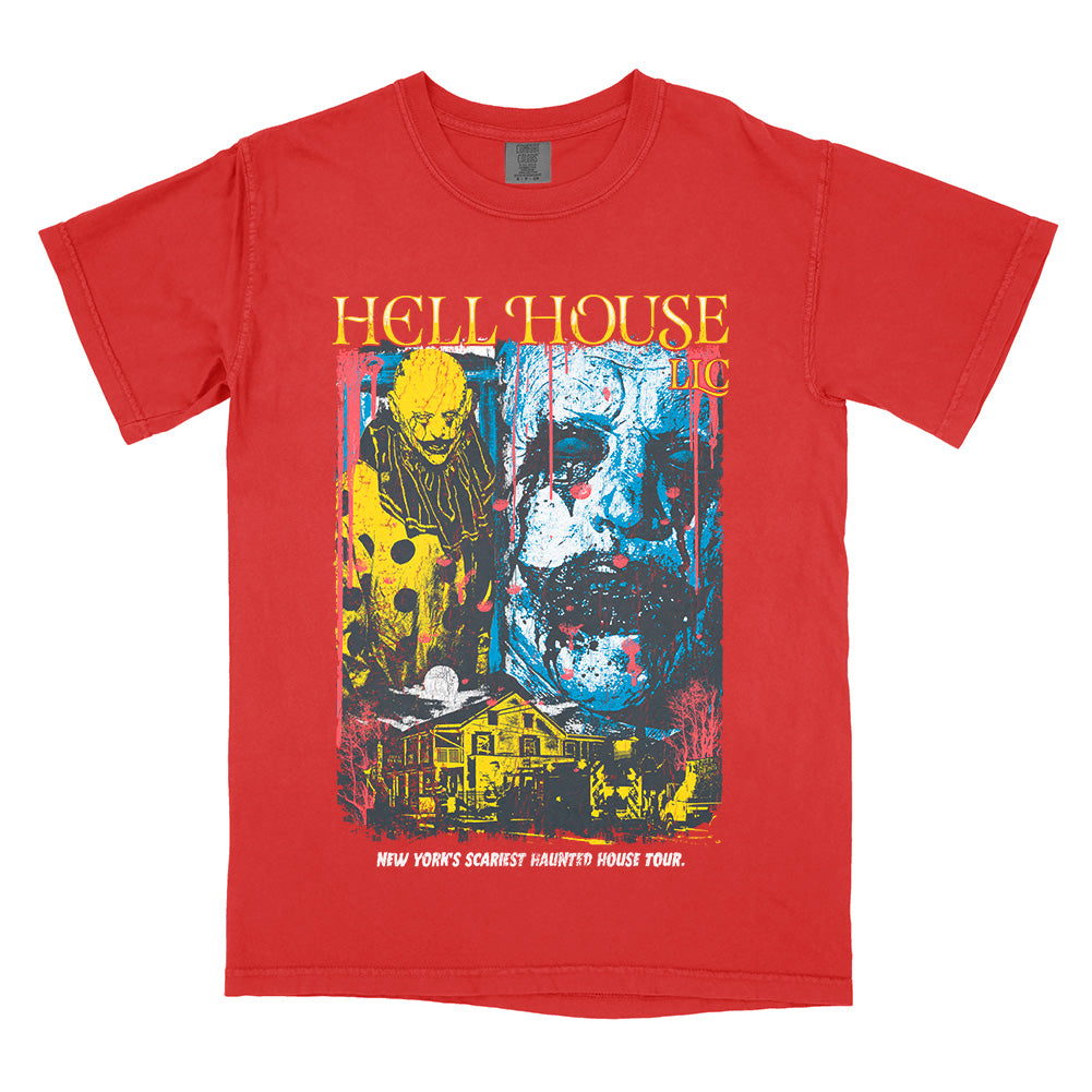 Hell House LLC Your Final Tour horror design on a red Comfort Colors T-shirt