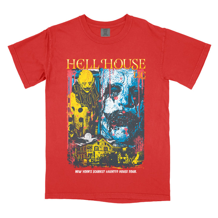 Hell House LLC Your Final Tour horror design on a red Comfort Colors T-shirt