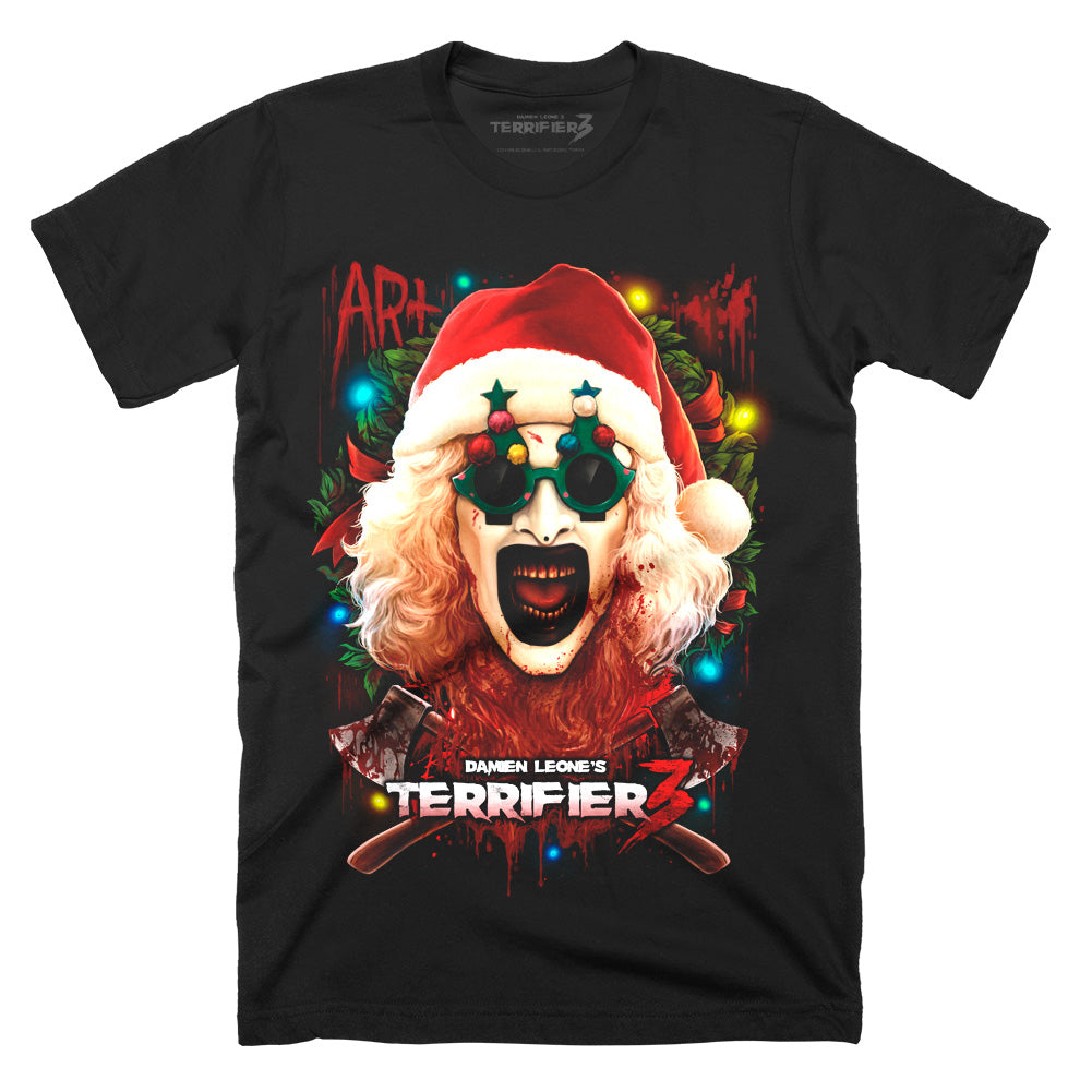 Terrifier 3 Yuletide Terror Art The Clown Santa Horror Movie T-Shirt