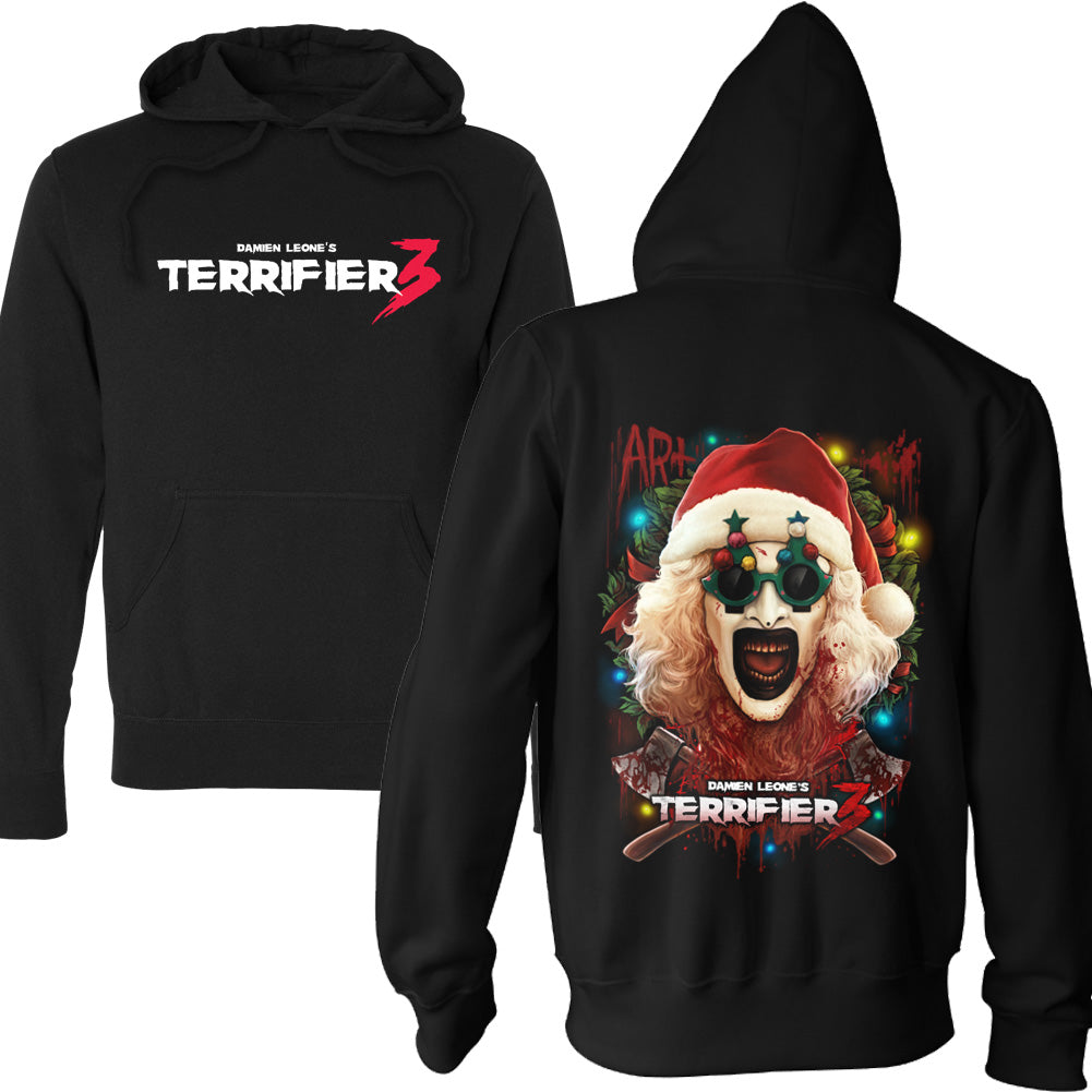 Terrifier 3 Yuletide Terror Art The Clown Horror Pullover Hoodie