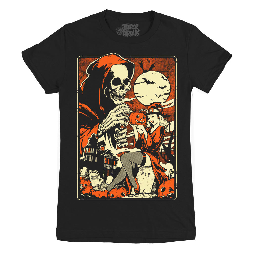 Terror Threads All Hallows Eve Vintage Halloween Spooky Women's T-Shirt