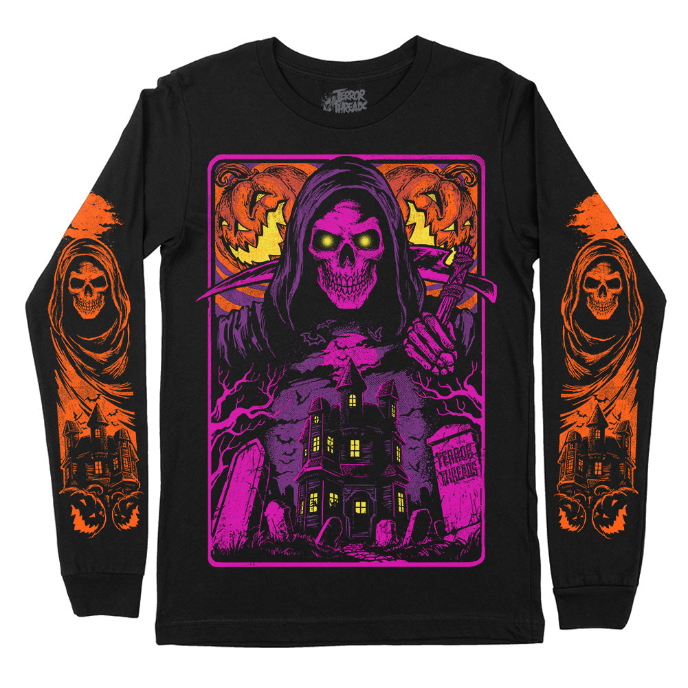 Terror Threads Enter If You Dare Halloween Horror Long Sleeve T-Shirt