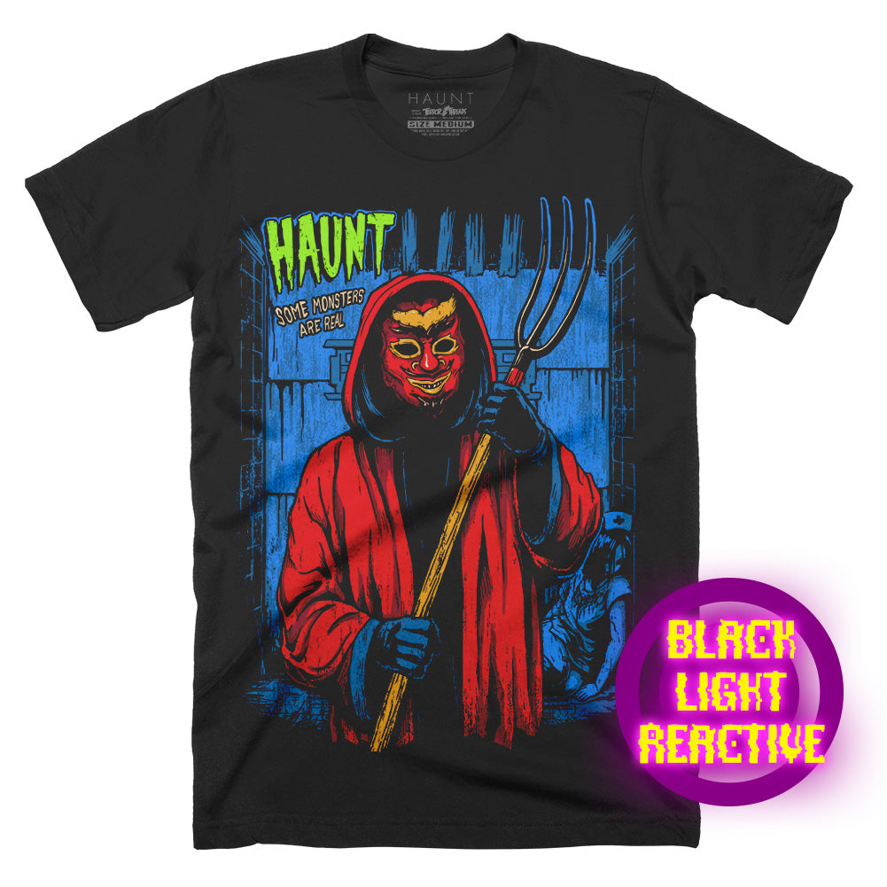 HAUNT Speak Of The Devil Blacklight Reactive Horror Movie T-Shirt