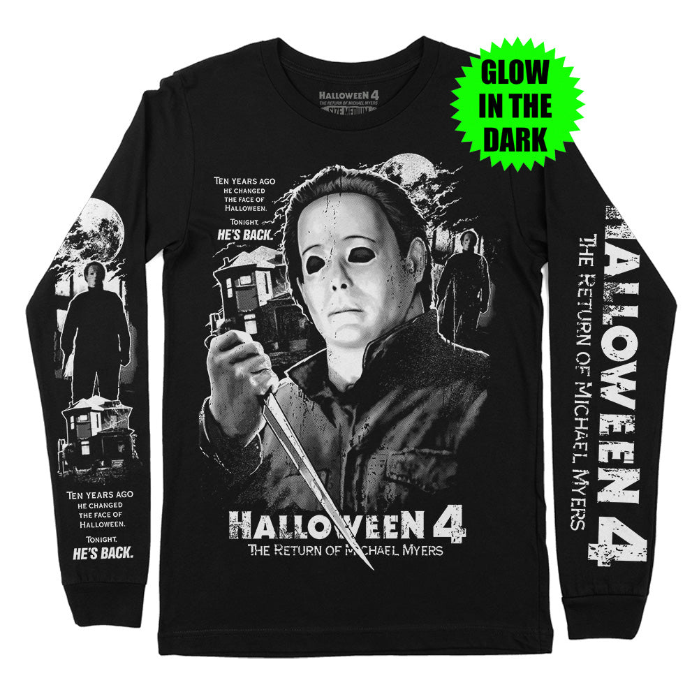 Halloween 4 He's Back Long Sleeve Horror Movie Michael Myers T-Shirt
