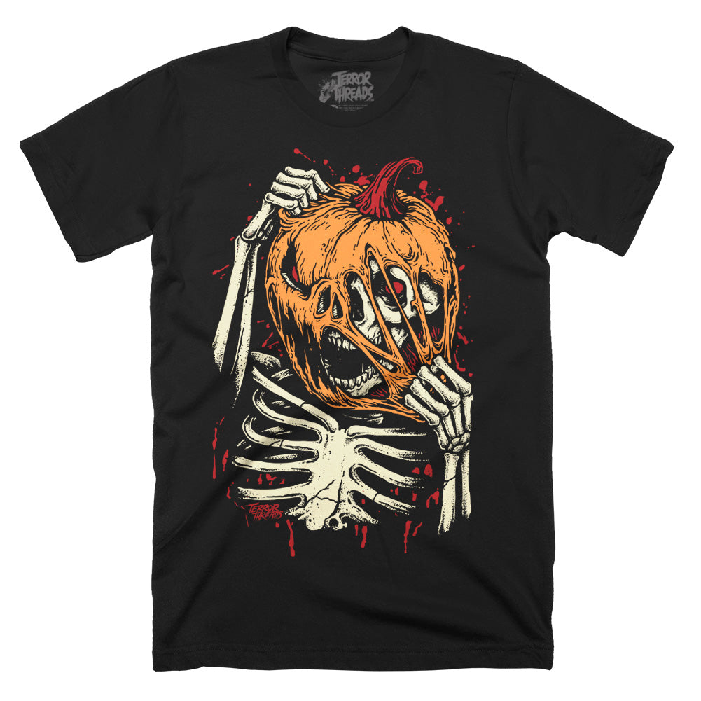 Inside and Out Halloween Pumpkin Skeleton Mens Unisex Adult T-Shirt