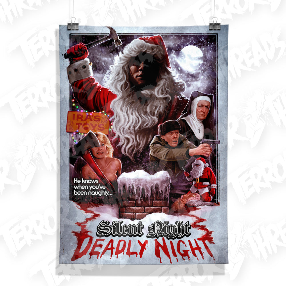 Officially Licensed Silent Night Deadly Night He Knows When You've Been Naughty Horror Movie 18x24" Poster